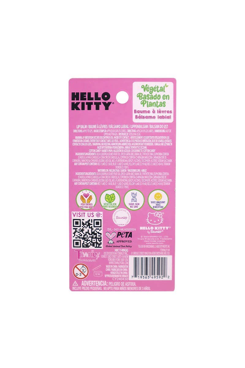 Hello Kitty lip balm vegan plant-based ingredients detail - Overrated Korean Beauty & More