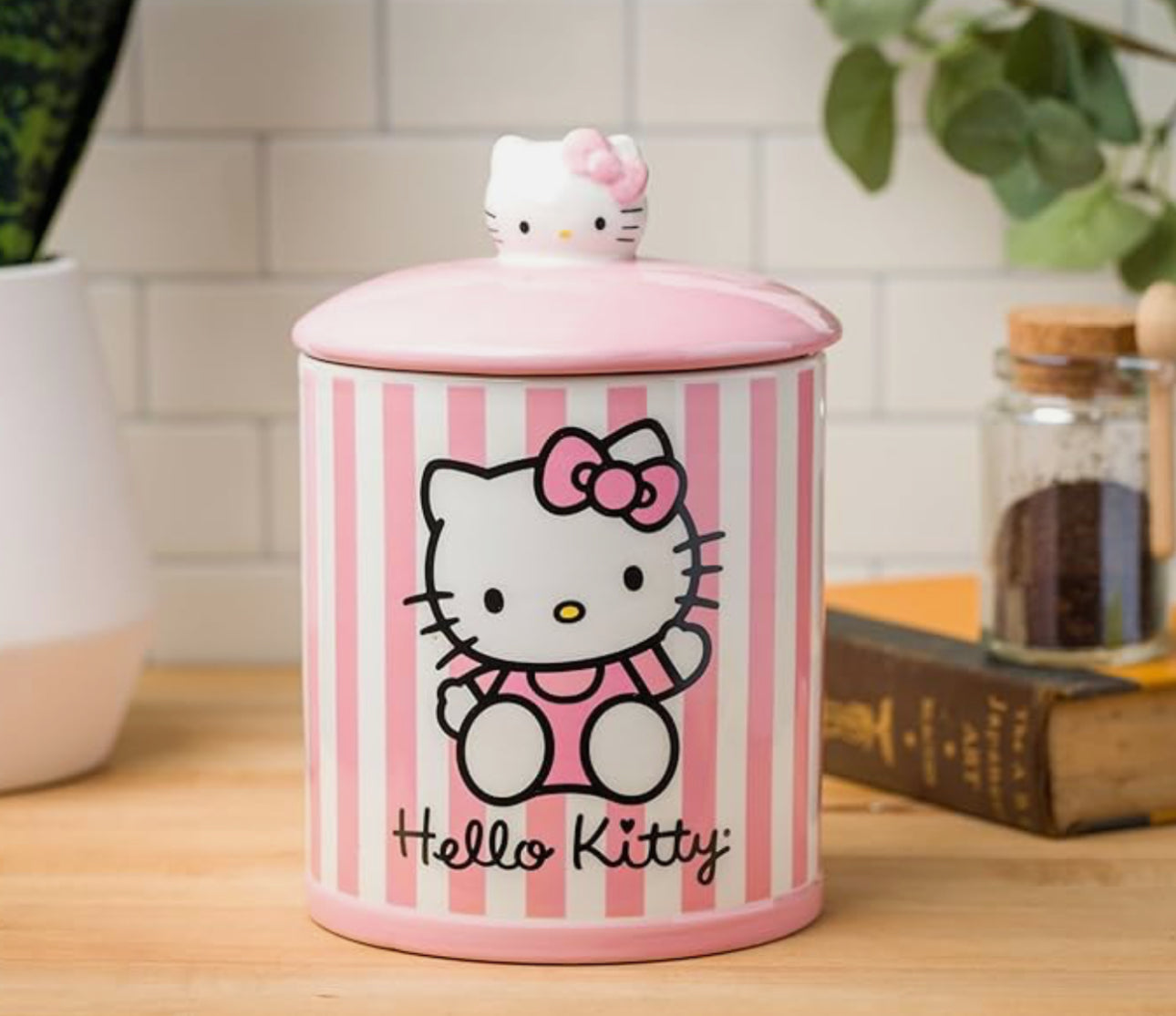 Hello Kitty Script Logo Pink 8" Ceramic Canister