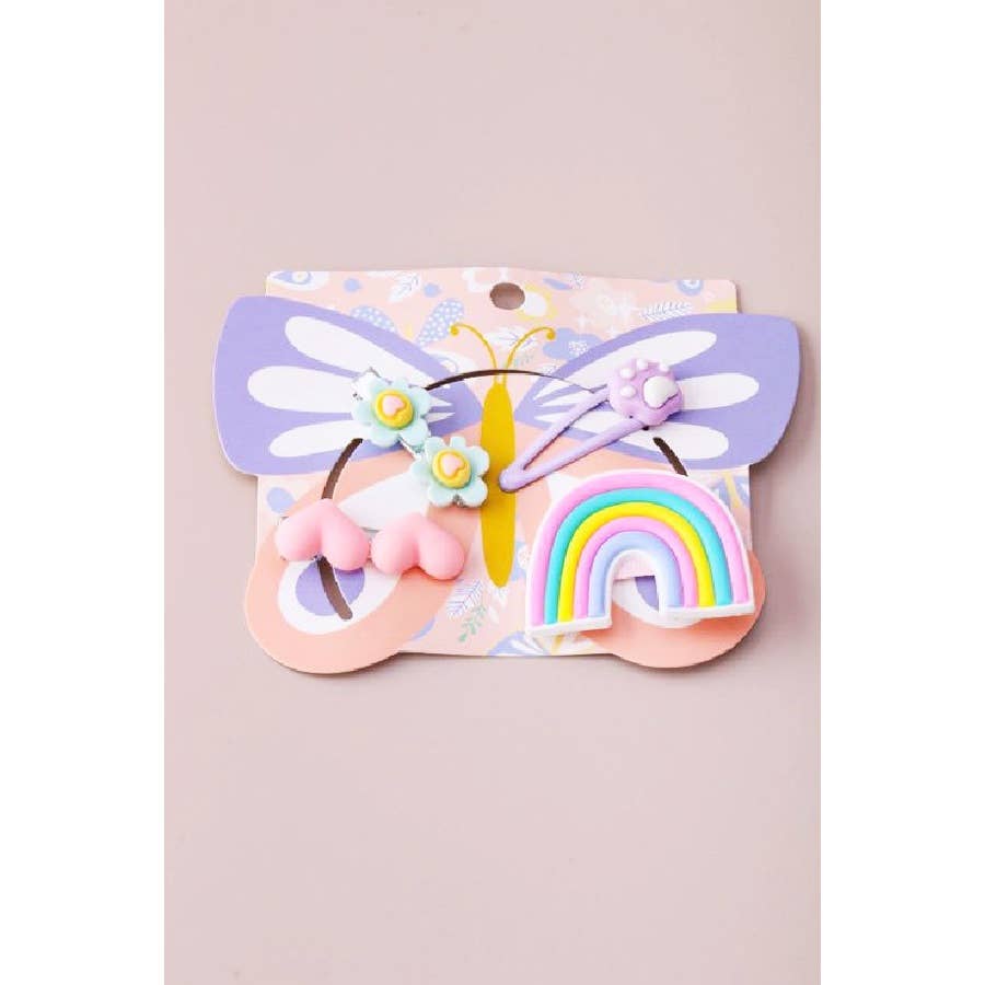 Rainbow Heart Hair Clip Set