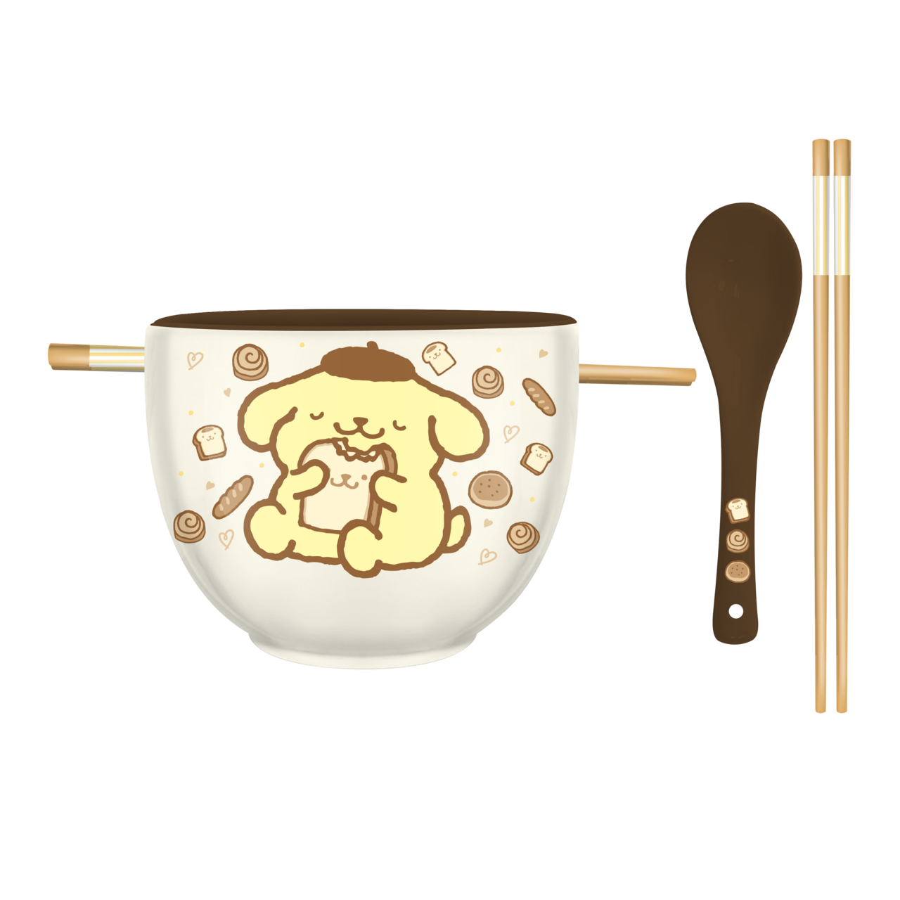 Pompompurin Love Eating Bread Boxed 20oz Ceramic Ramen Bowl