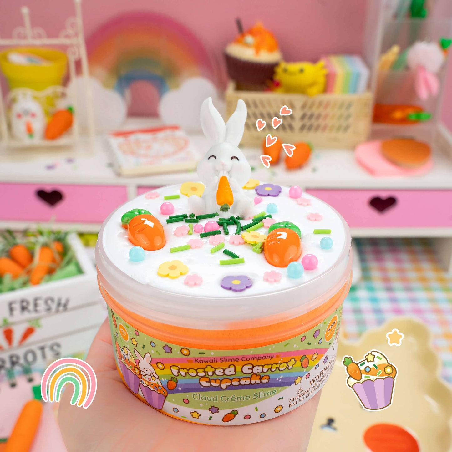 Kawaii Slime Co. Frosted Carrot Cupcake Cloud Crème Slime