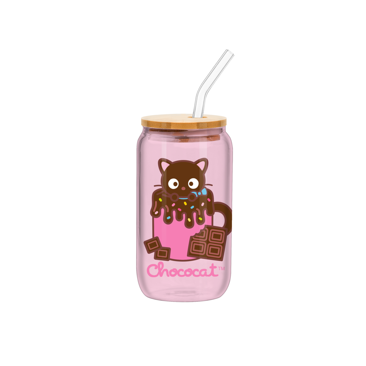 Sanrio Chococat Chocolate Sprinkle Heart 16oz Glass Tumbler