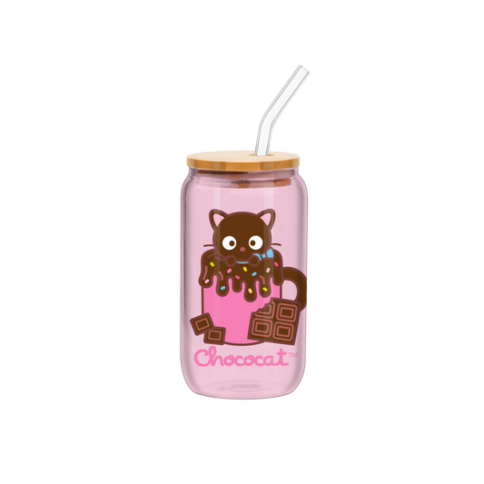 Sanrio Chococat Chocolate Sprinkle Heart 16oz Glass Tumbler