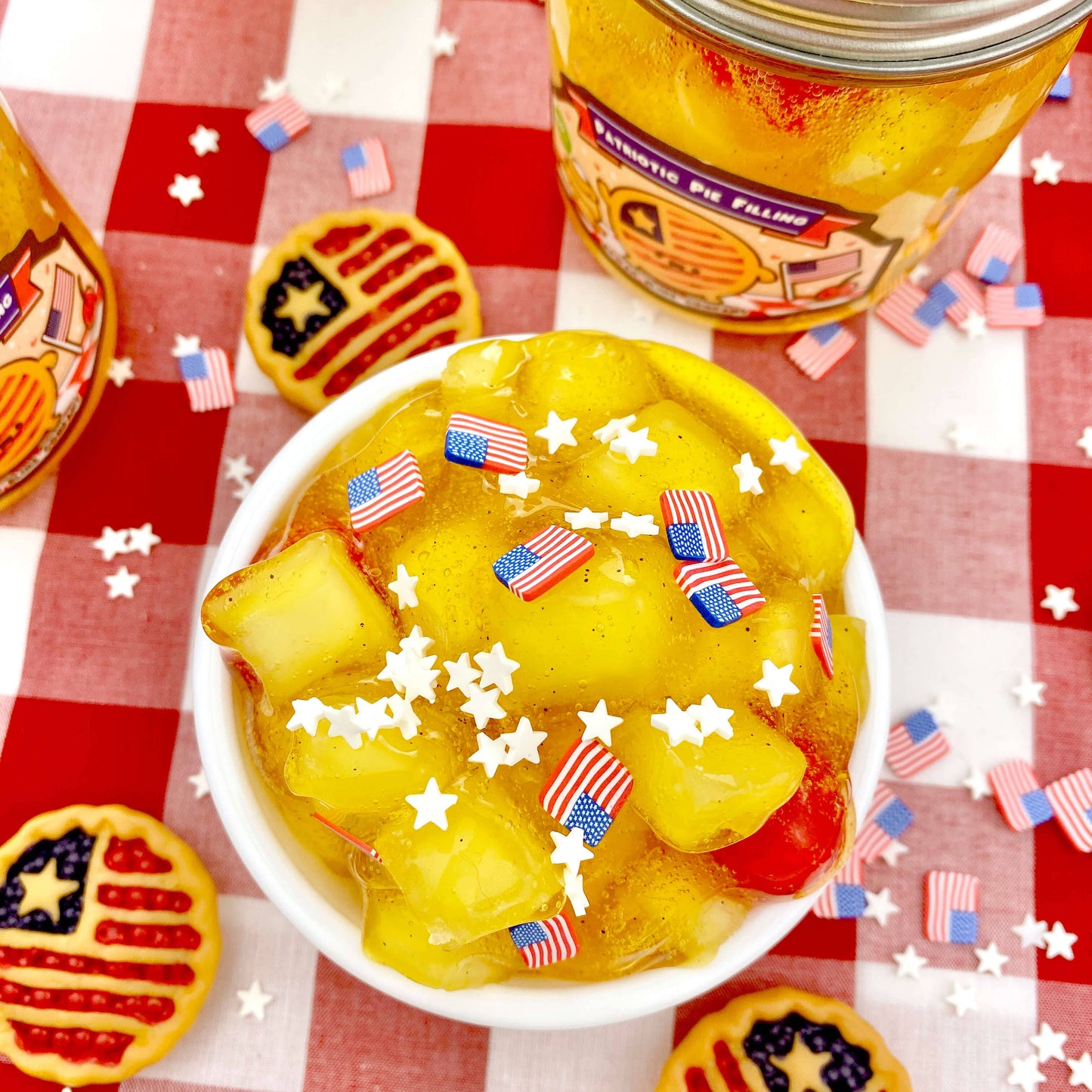 Grandma’s Kawaii Patriotic Pie Filling Jelly Cube Slime