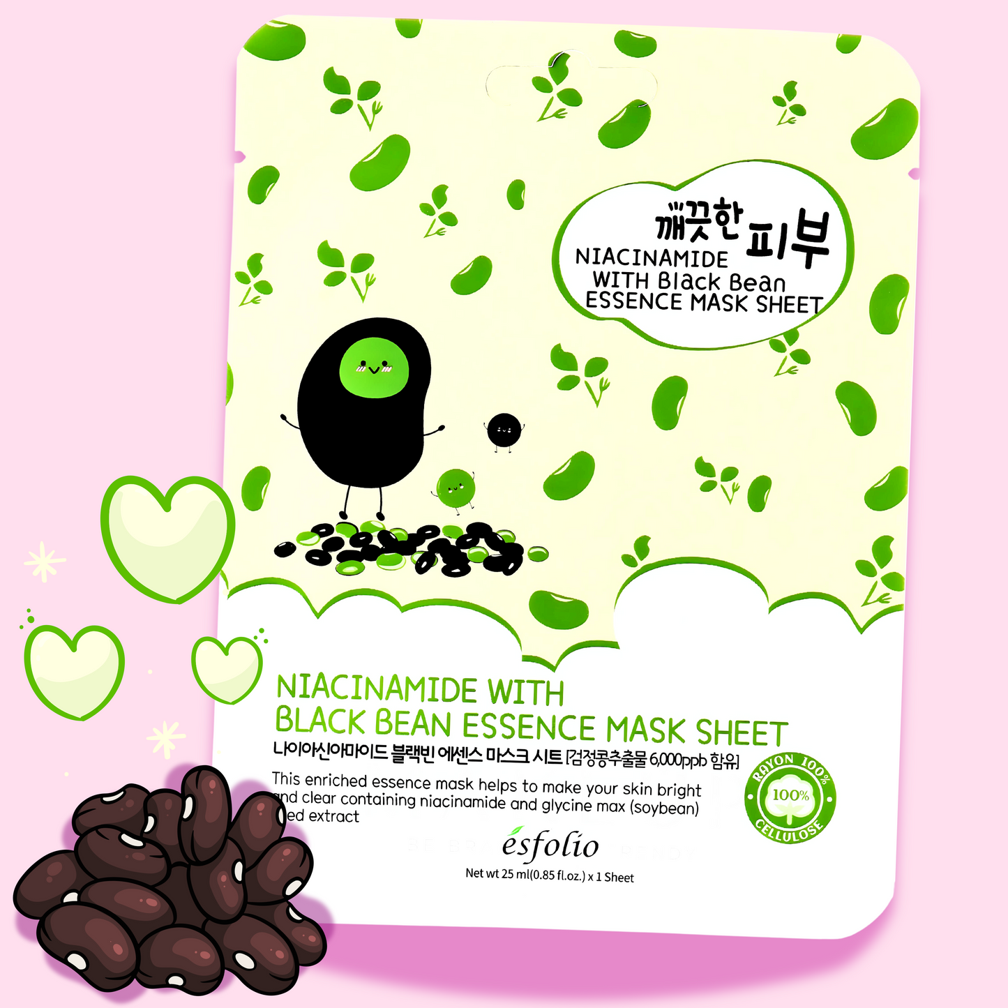 Esfolio Black Bean Essence Sheet Mask