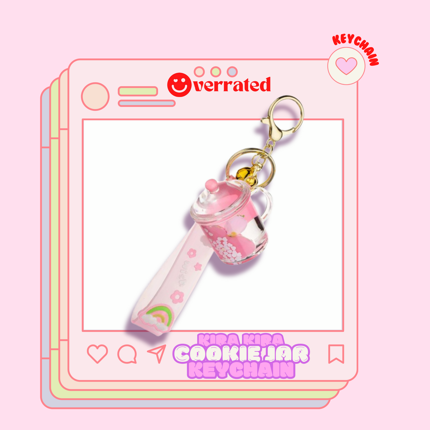 KIRA KIRA Cookie Jar Liquid Effect Sensory Keychain in Pink🩷