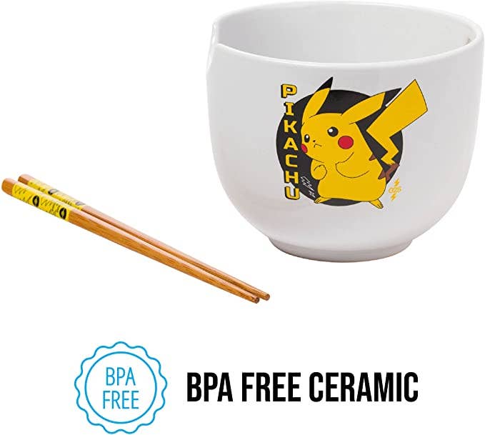 Pokemon Pikachu Ceramic Ramen Bowl with Chopsticks