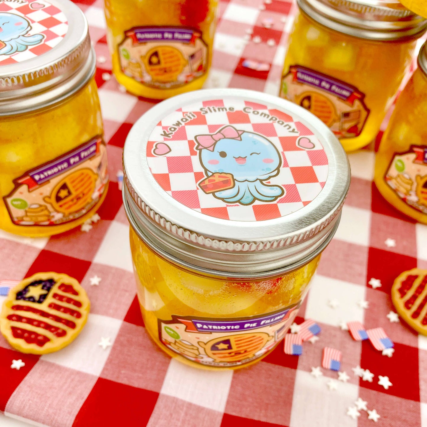 Grandma’s Kawaii Patriotic Pie Filling Jelly Cube Slime