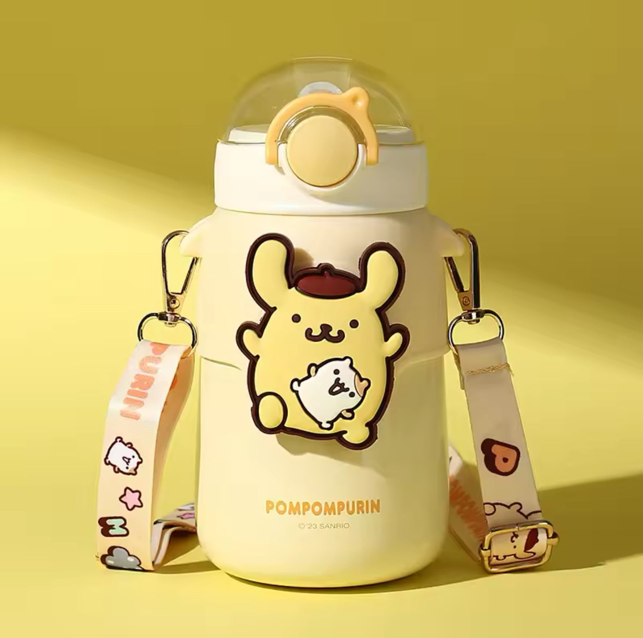 Sanrio Characters Kawaii Transparent Water Bottle With Travel Strap and Lid Closer