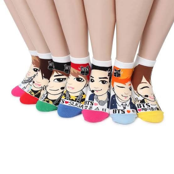 BTS K-Pop Star Cartoon Print Low-Cut Ankle Socks