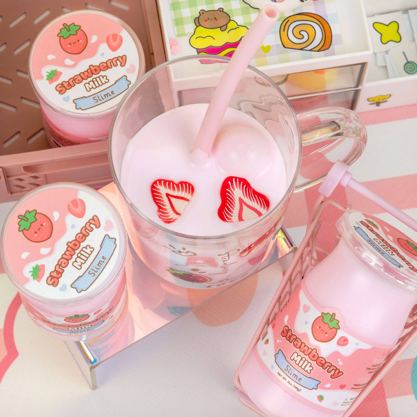 Kawaii Slime Co. Strawberry Milk Glossy Slime