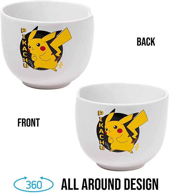 Pokemon Pikachu Ceramic Ramen Bowl with Chopsticks