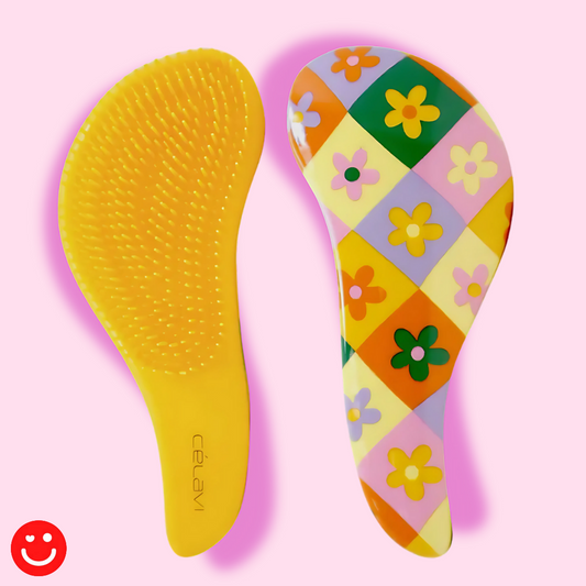 Retro Flower Print Detangling Hair Brush