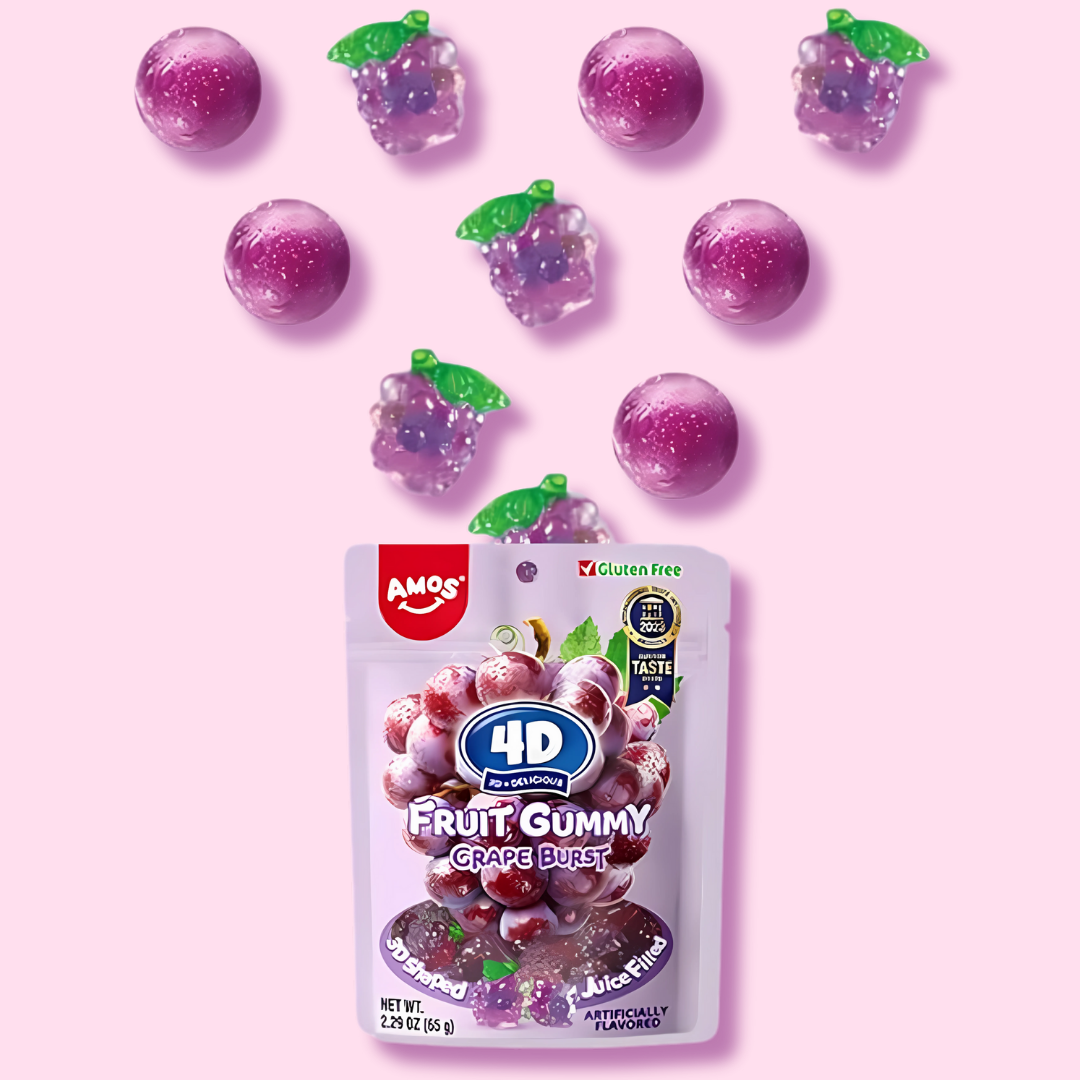 Amos 4D Fruit Gummy - Grape Burst Juice Filled