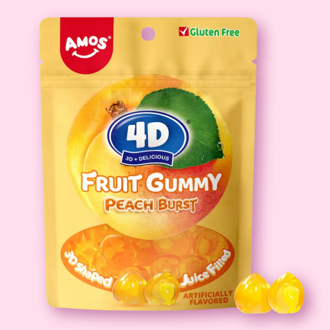 Amos 4D Fruit Gummy Juicy Busrt Peach Flavor Gummies