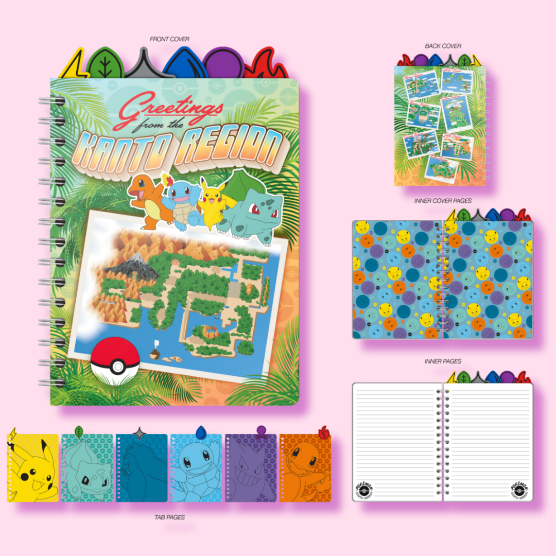 Pokémon Kanto Region & Map 6.5" x 8.5" Tabbed Journal