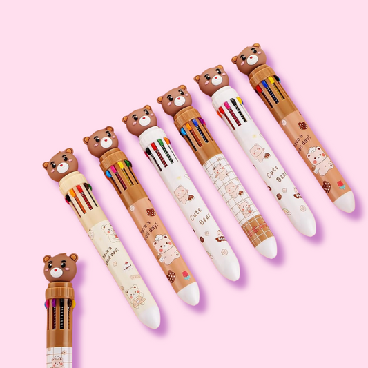 Kawaii Teddy Bear 10-in-1 Multicolor Pen