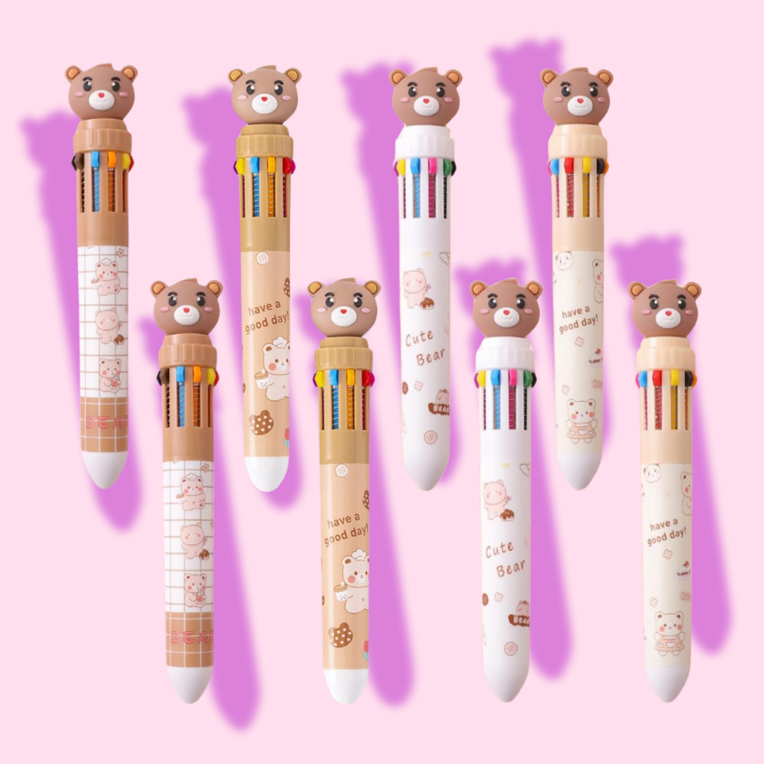 Kawaii Teddy Bear 10-in-1 Multicolor Pen