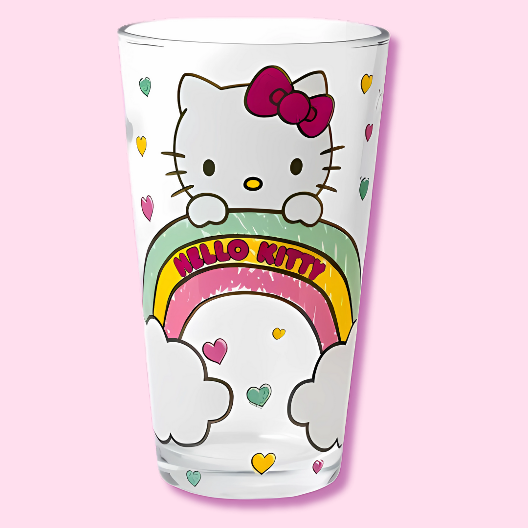 Hello Kitty 16oz Pint Glass with Glitter in Retail Box