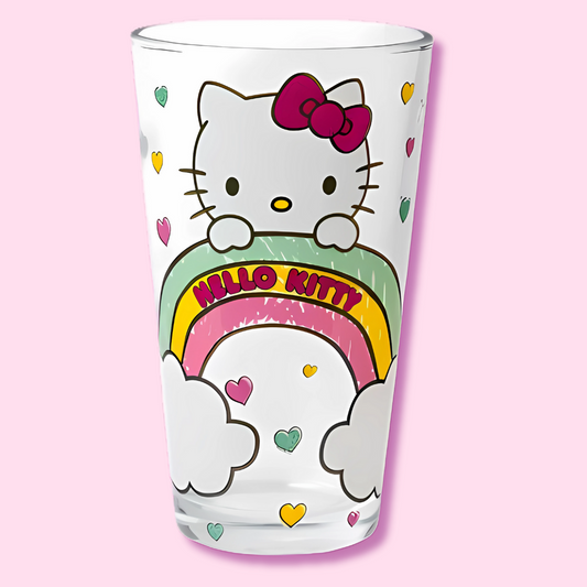 Hello Kitty 16oz Pint Glass with Glitter in Retail Box