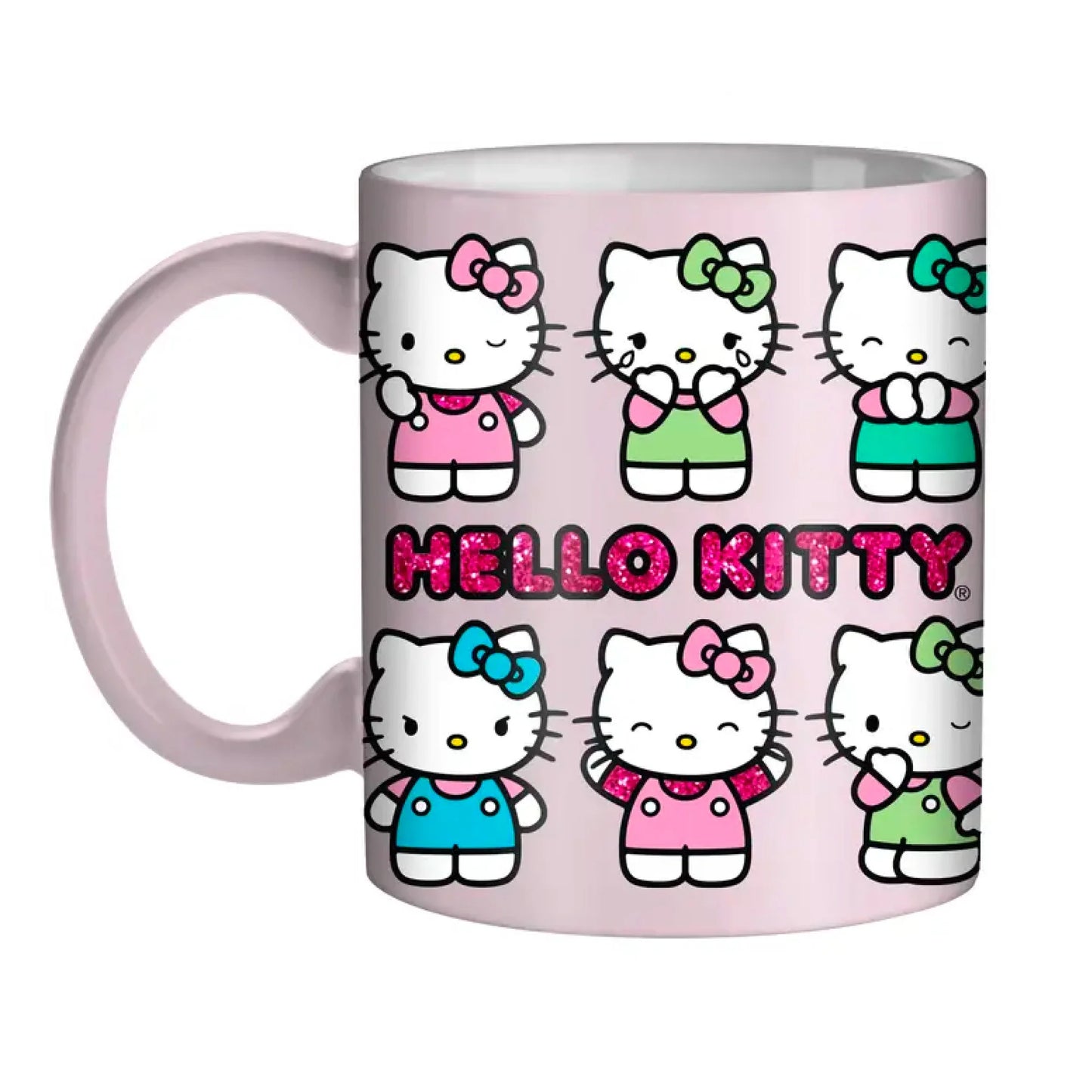 Hello Kitty Multi Pose Pastel Logo Glitter  20oz Ceramic Mug