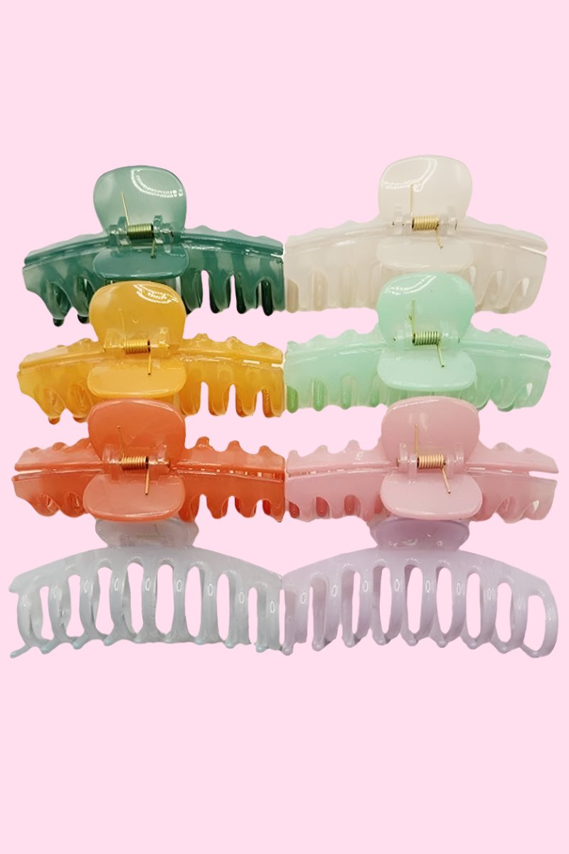 Glossy Pastel Wide Curve Durable Hair Claw