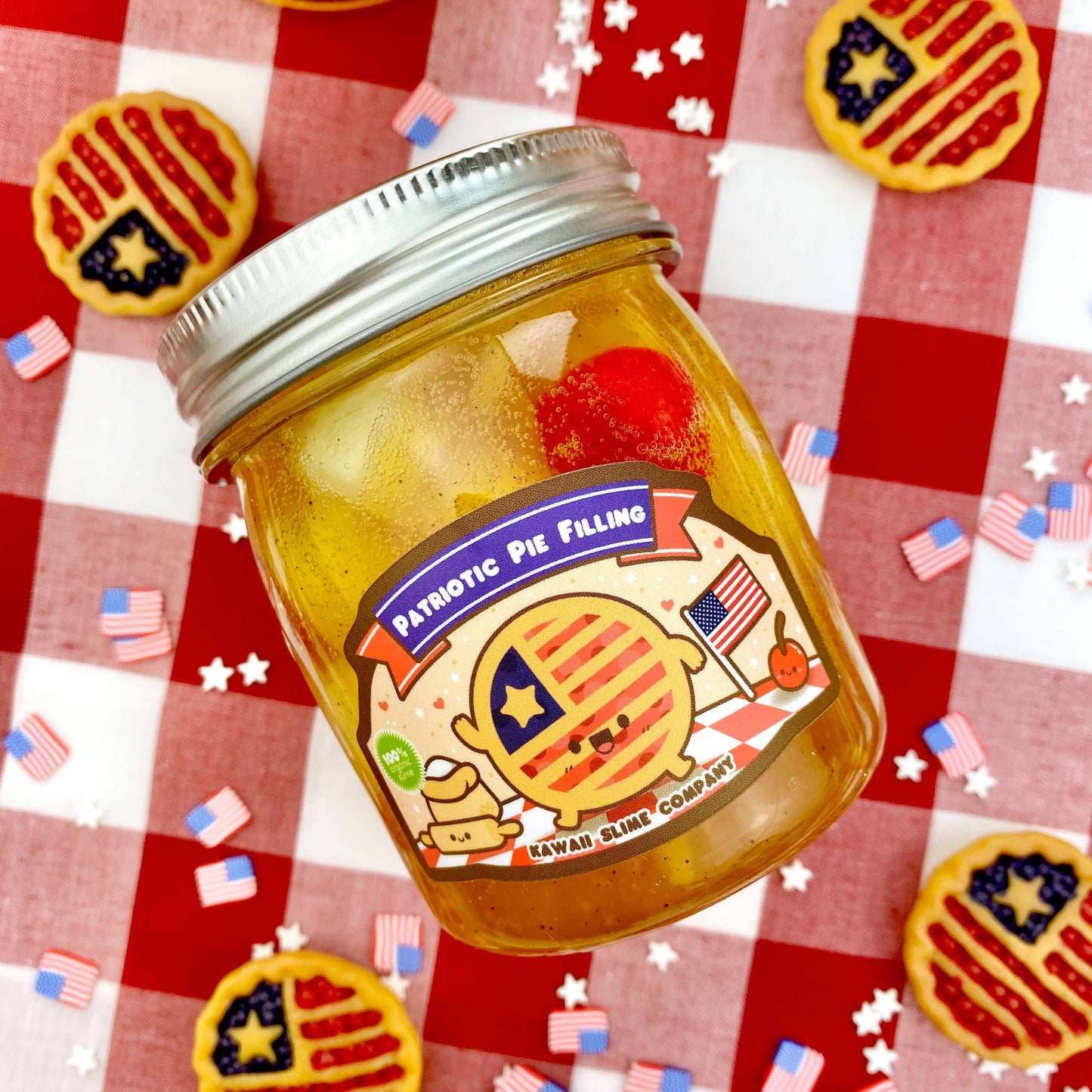 Grandma’s Kawaii Patriotic Pie Filling Jelly Cube Slime