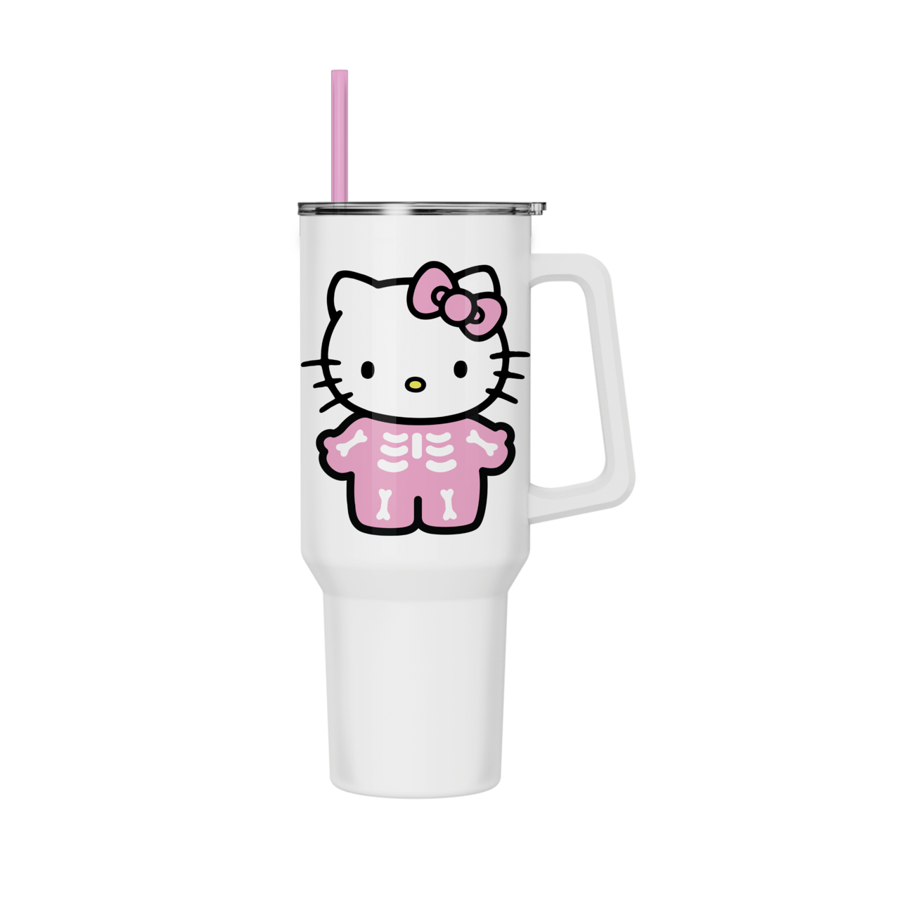 Hello Kitty Pink Skeleton 40oz SS Tumbler w/ Handle