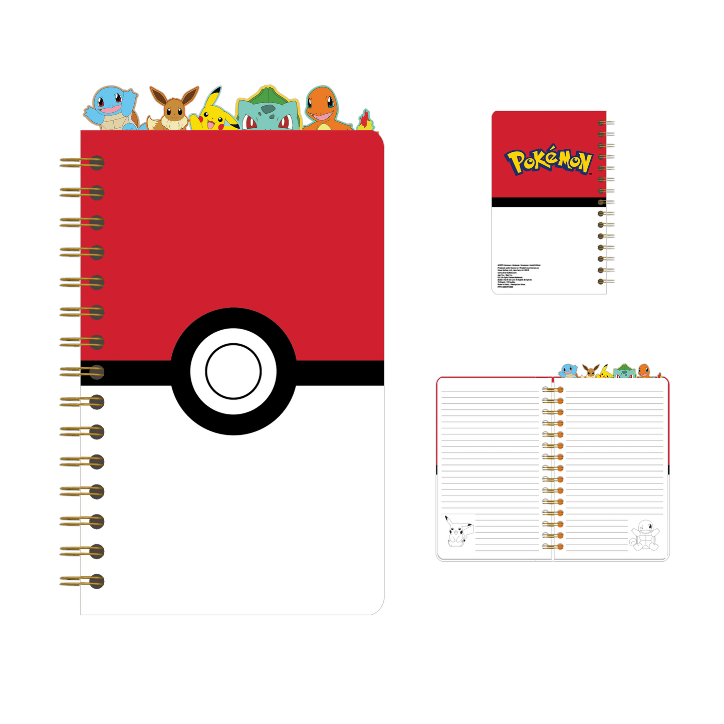 Pokemon Pokeball Starters Spiral Tabbed Notebook