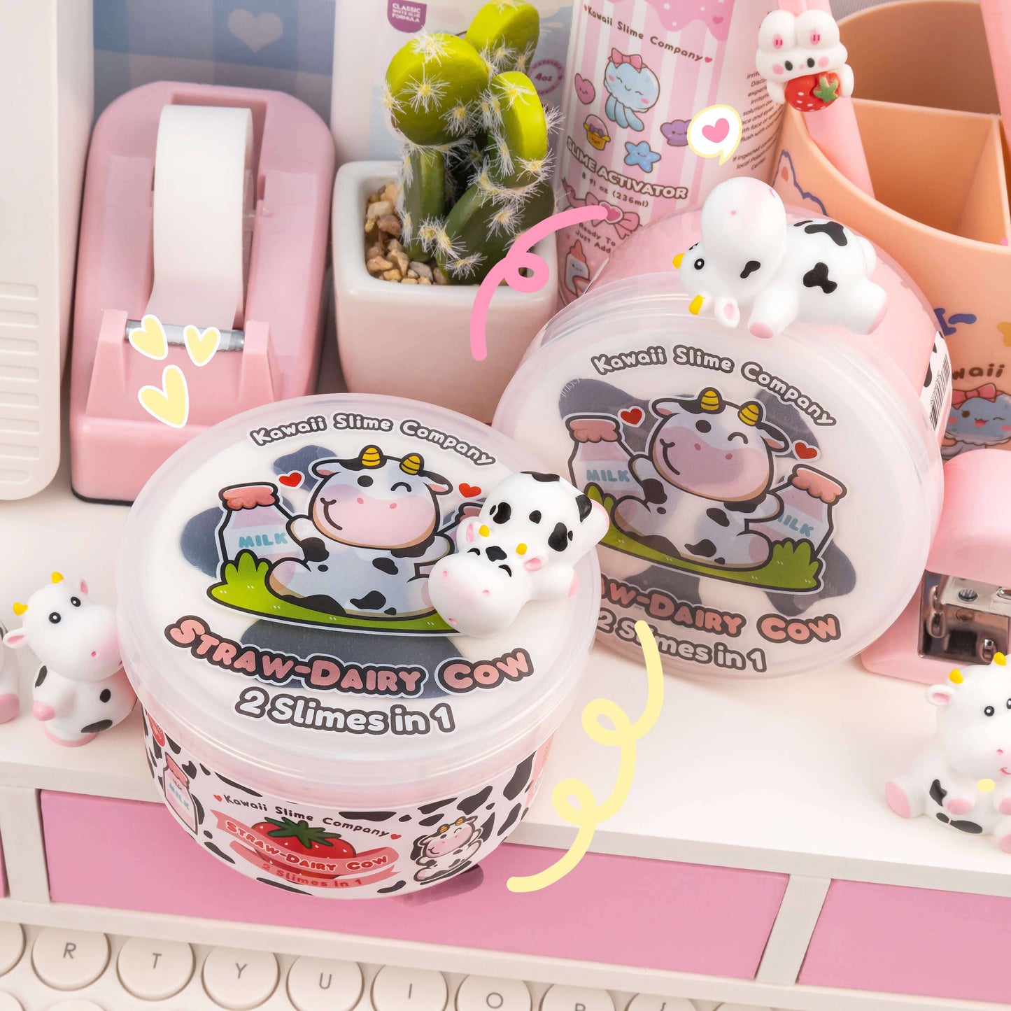 Kawaii Slime Co. Straw-Dairy Cow 2 Slimes in 1