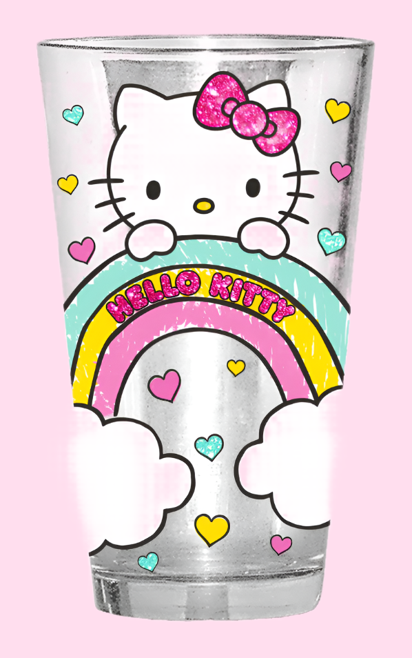 Hello Kitty 16oz Pint Glass with Glitter in Retail Box