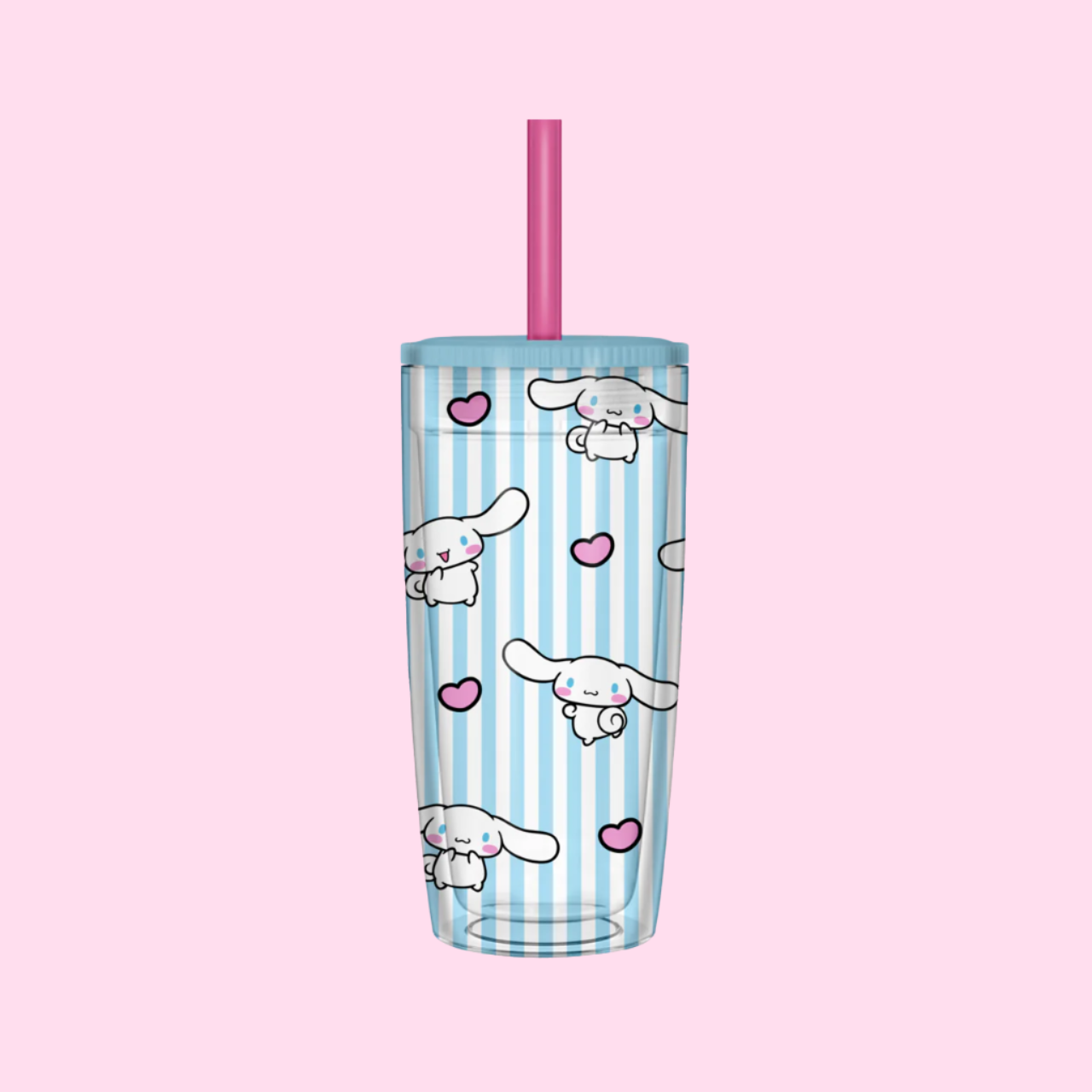 Cinnamoroll Stripe 20oz Spill-Resistant Plastic Tumbler