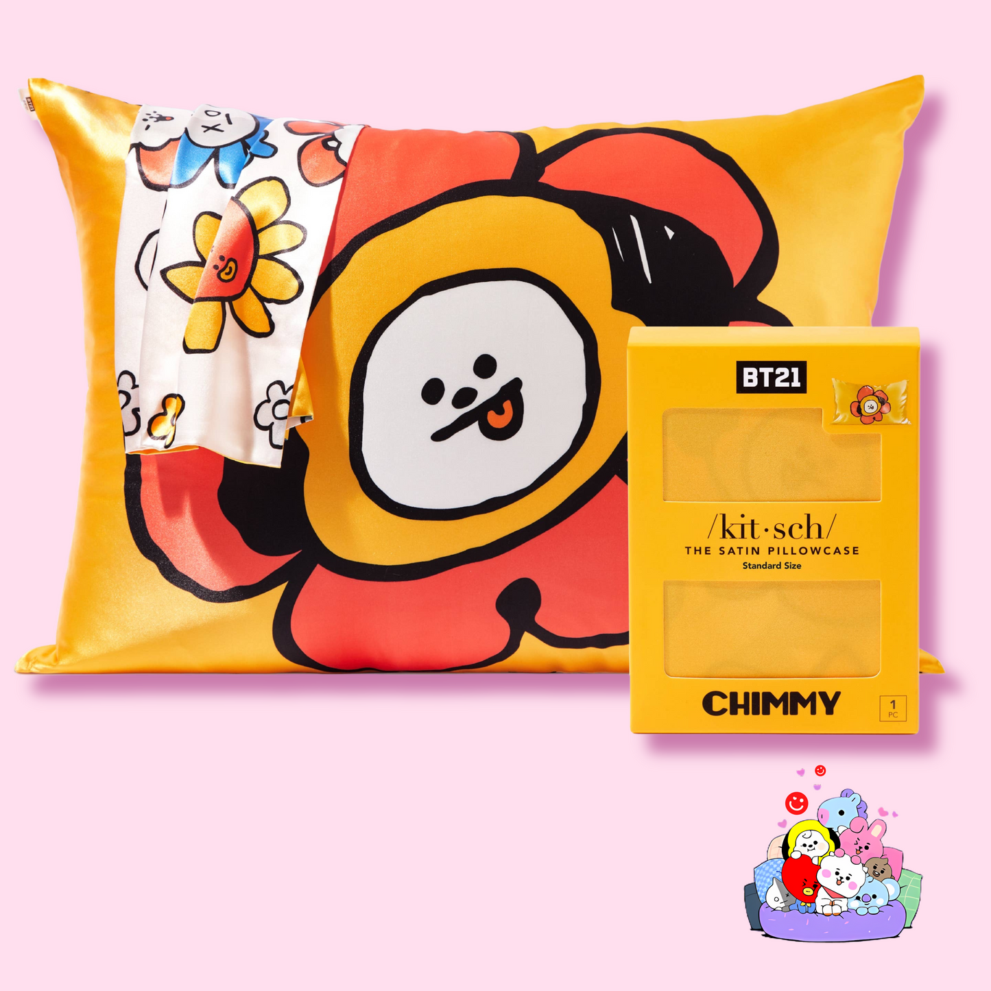 /kit-sch/ BT21 x Kitsch Satin Pillowcase Standard - Chimmy