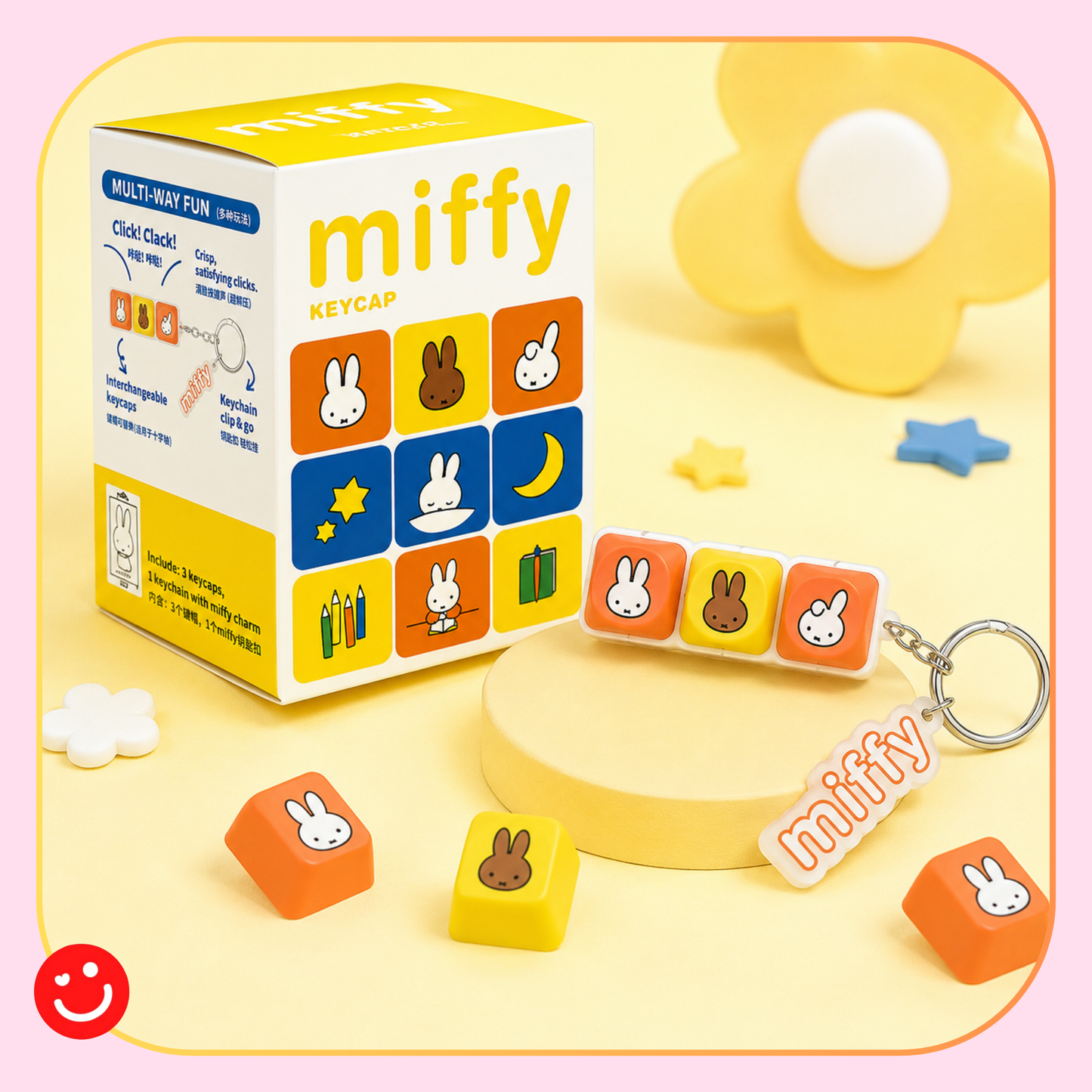 Miffy Mechanical Keycap Fidget Keychain