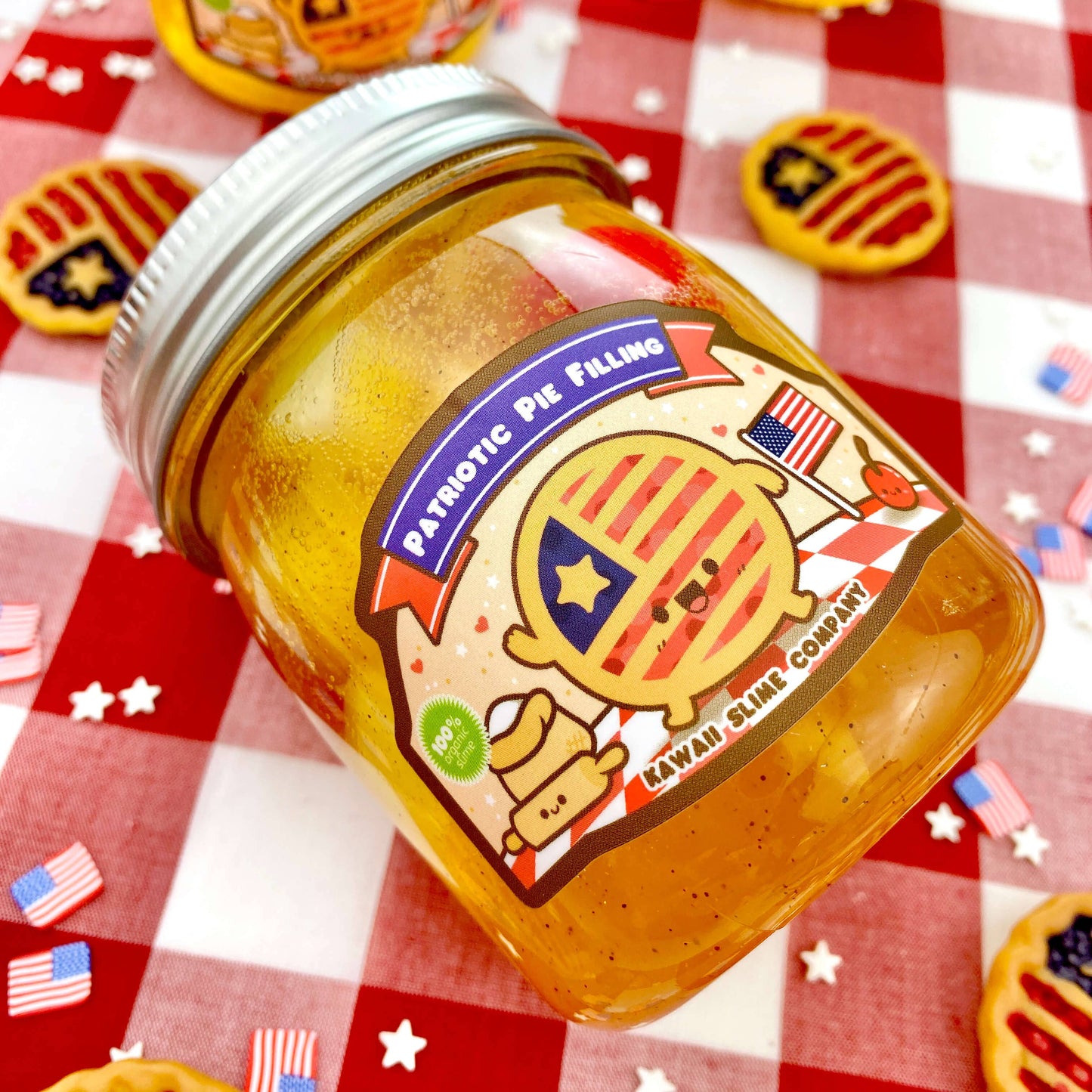 Grandma’s Kawaii Patriotic Pie Filling Jelly Cube Slime