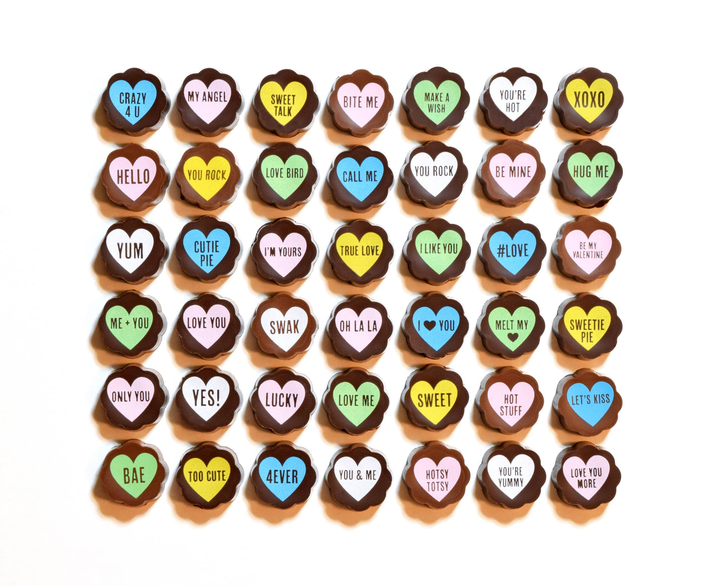 Valentine Sayings Hearts Chocolate Covered Caramels 5p