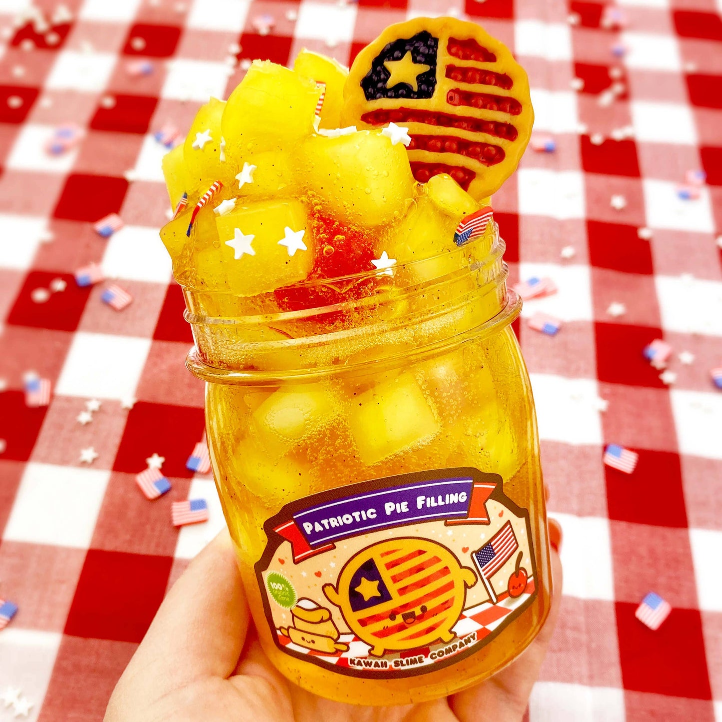 Grandma’s Kawaii Patriotic Pie Filling Jelly Cube Slime