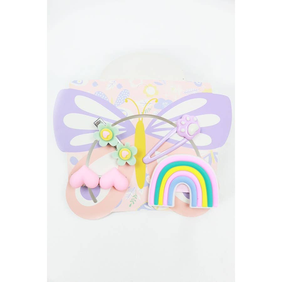 Rainbow Heart Hair Clip Set