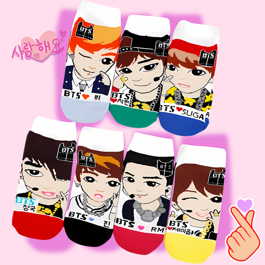 BTS K-Pop Star Cartoon Print Low-Cut Ankle Socks