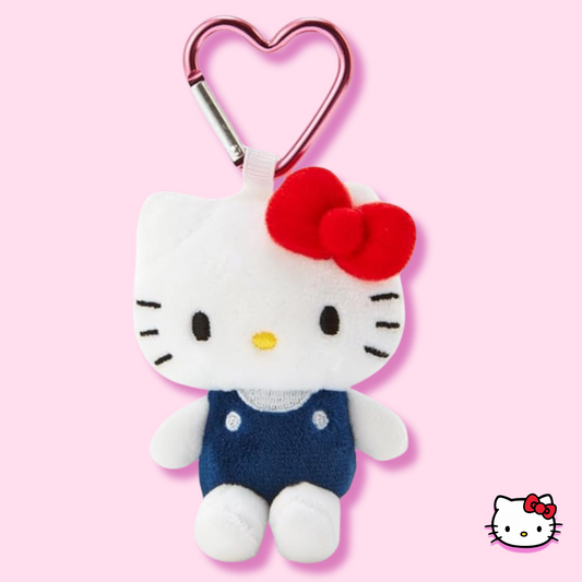 Sanrio Hello Kitty Plushie Keychain with Metal Heart Carabiner