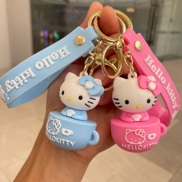 Sanrio Hello Kitty Kawaii Silicone Teacup Keychain