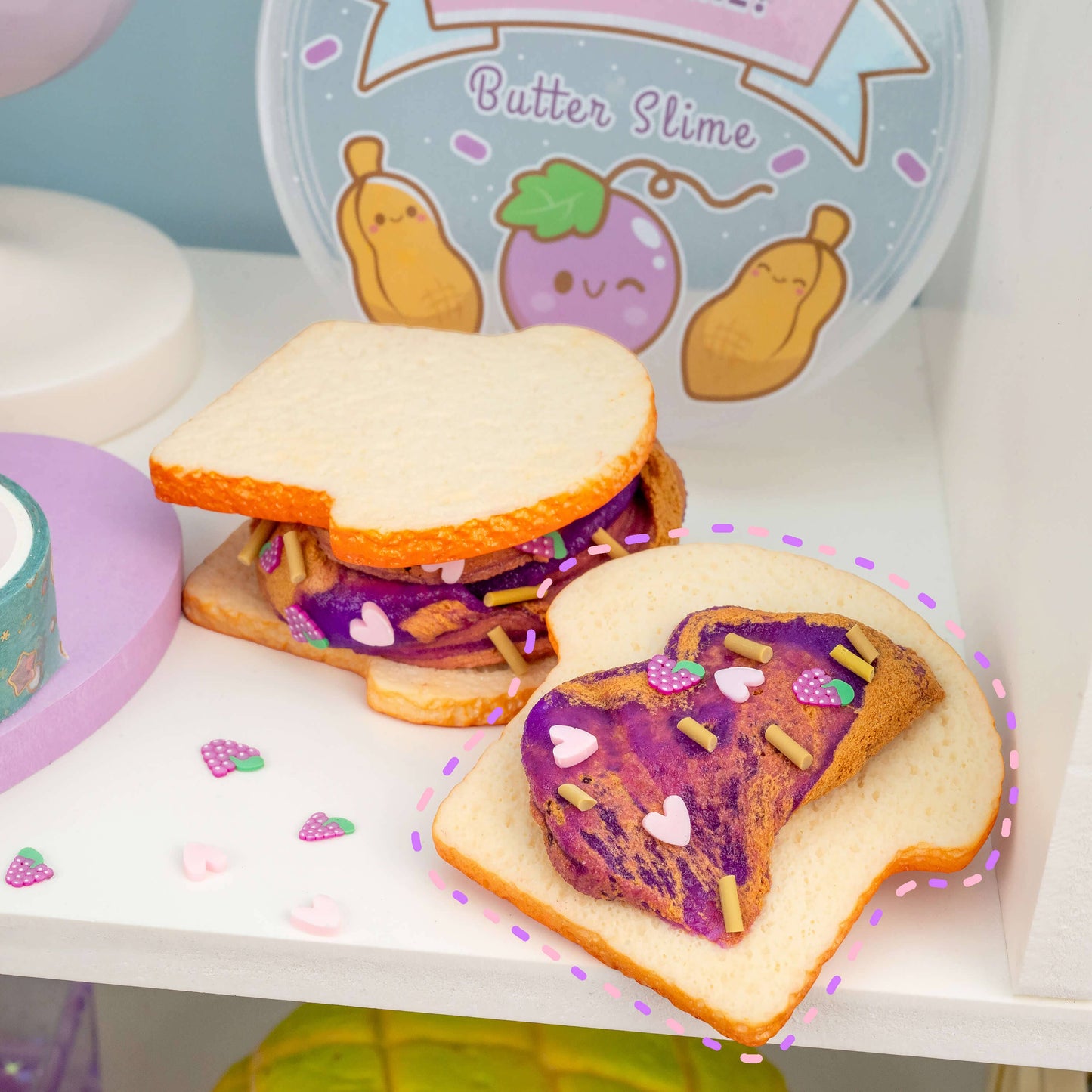 Kawaii Slime Co. Peanut Butter Jelly Time Grape 2 Slimes In 1