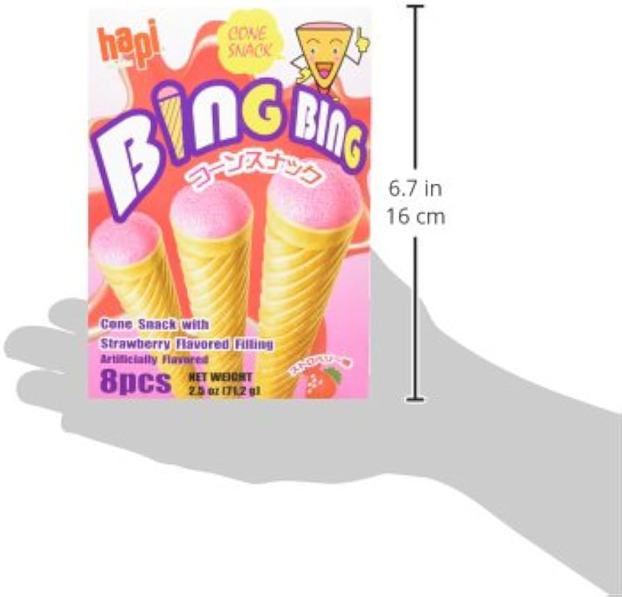 Hapi Bing Bing Cone Snack with Strawberry Flavored Filling