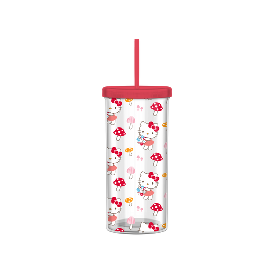 Hello Kitty Mushroom Poses 20oz Plastic Tall Cold Cup w/ Lid