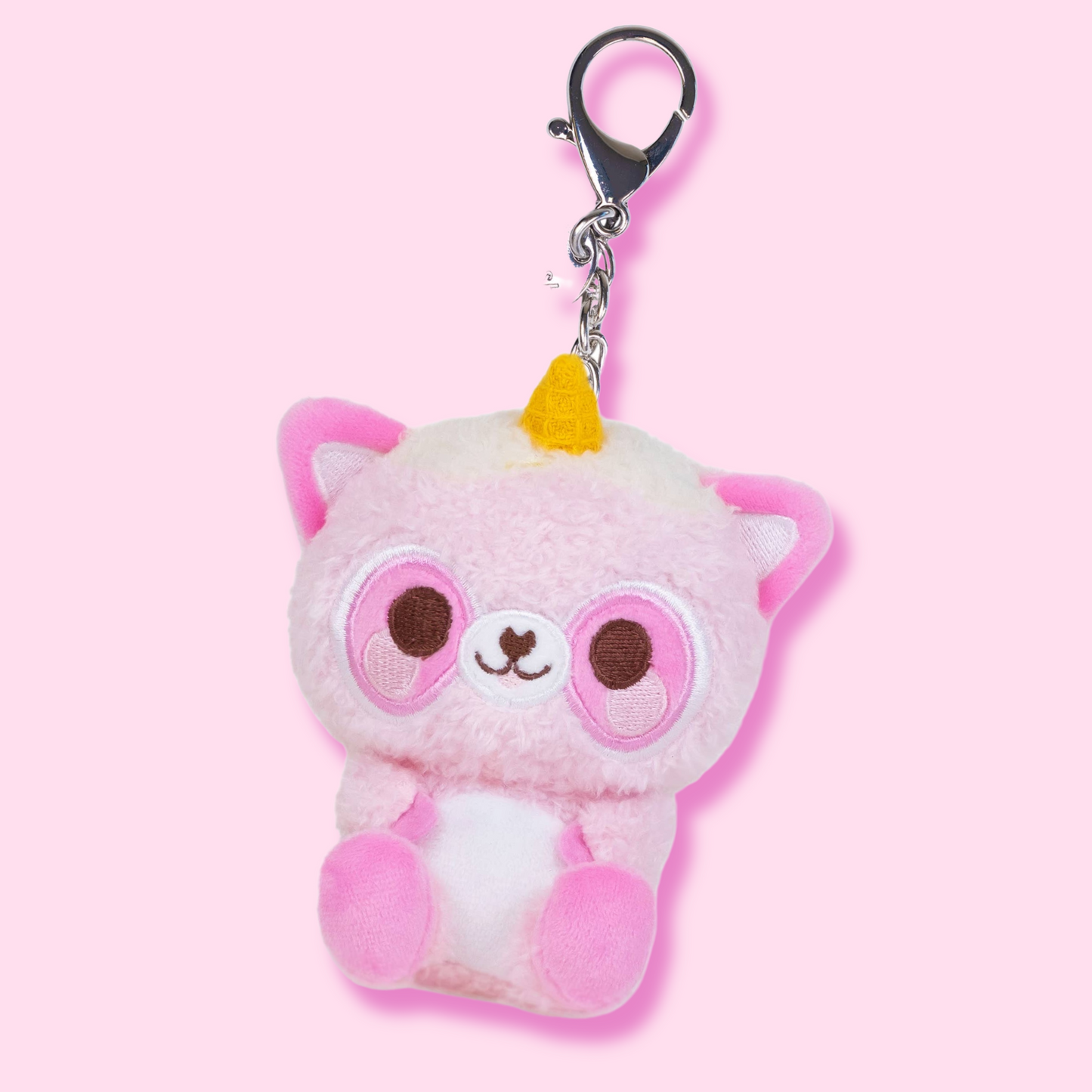 IN STORE Mini Roxy Keychain (Cute Kawaii Pink Racoon Soft Plush Clip)