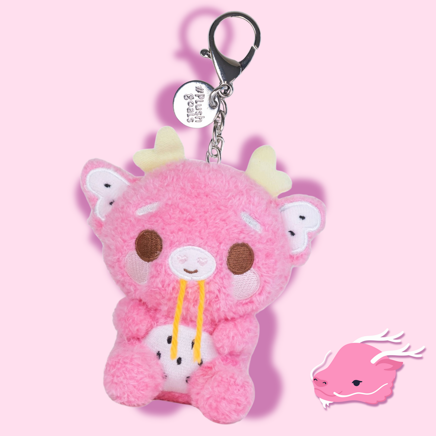 Mini Dorian Keychain Kawaii Pink Dragon Plush Clip Keychain