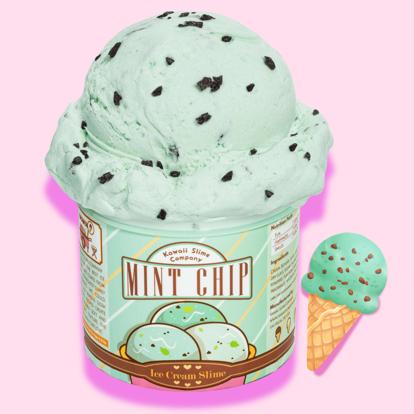 Kawaii Slime Co. Mint Chip Scented Ice Cream Pint Slime