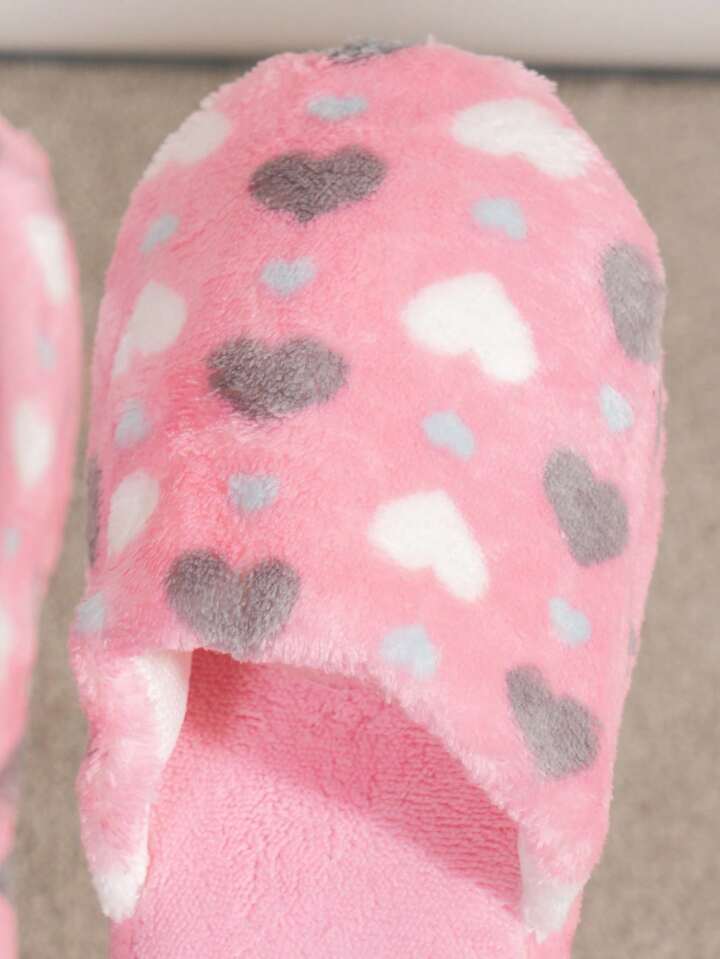 Pastel Hearts Sherpa Fleece Foam Slipper Slides