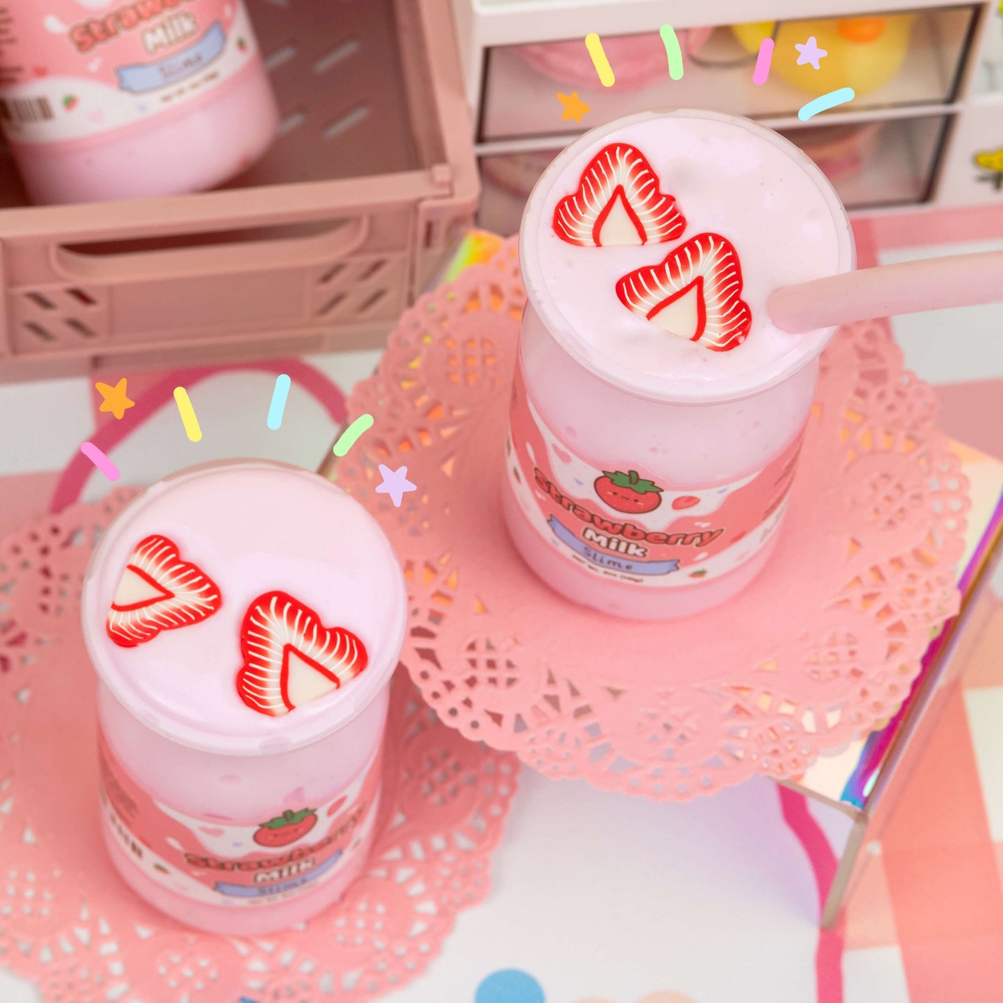 Kawaii Slime Co. Strawberry Milk Glossy Slime