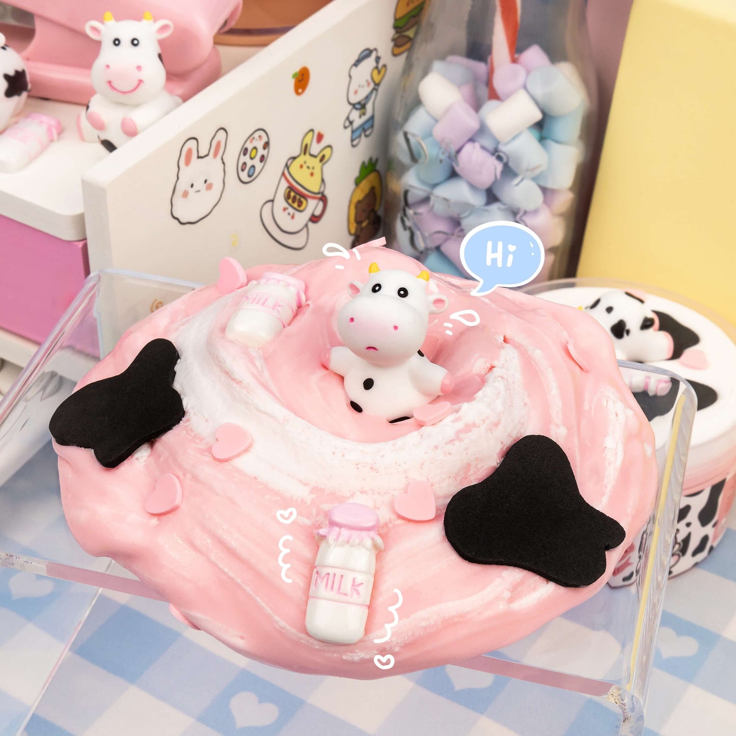 Kawaii Slime Co. Straw-Dairy Cow 2 Slimes in 1